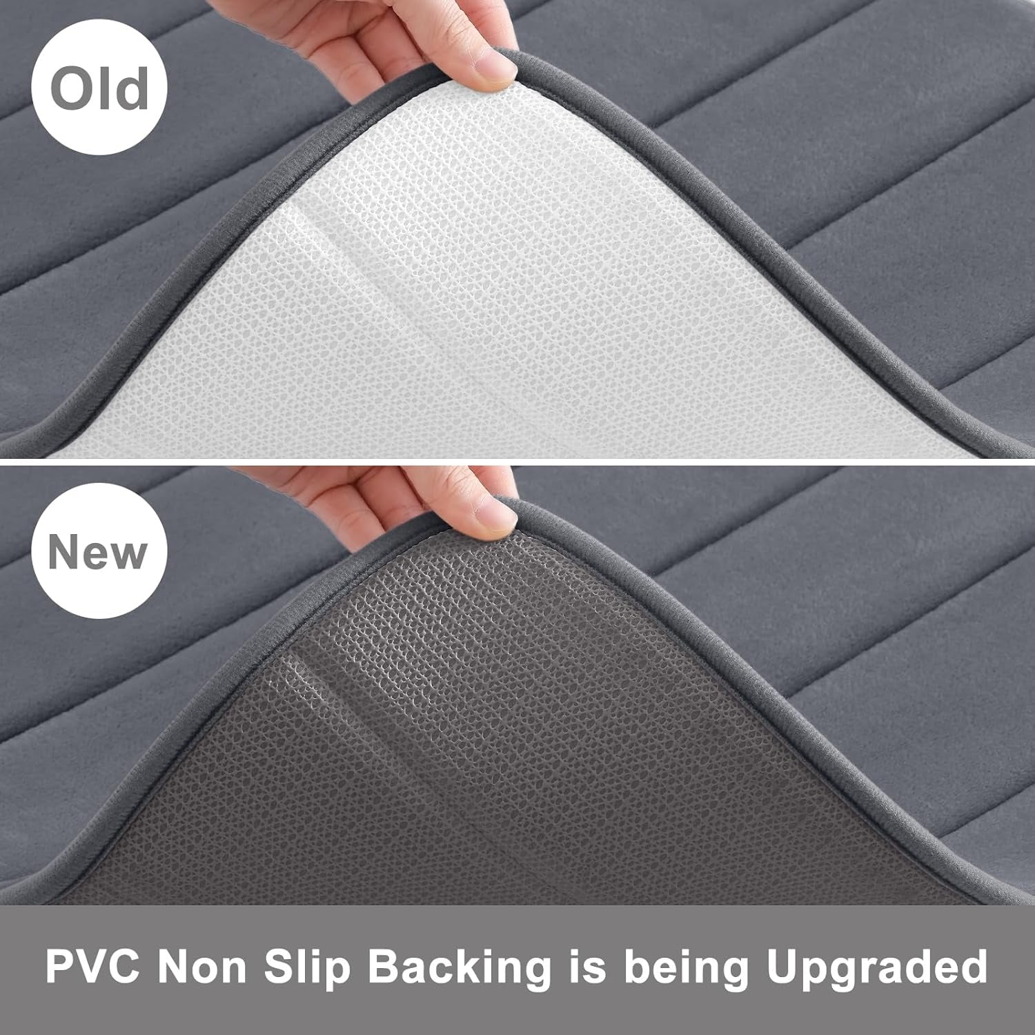 Memory Foam Bath Mat, 70" X 24", Ultra Soft and Non-Slip Bathroom Rugs, Water Absorbent and Machine Washable Bath Rug Runner for Bathroom, Shower, and Tub, Dark Grey