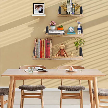 Rustic Wood Floating Shelves Set of 3 for Decorative Wall Storage in Bedroom, Bathroom, Living Room, Kitchen, Office, and Laundry Room